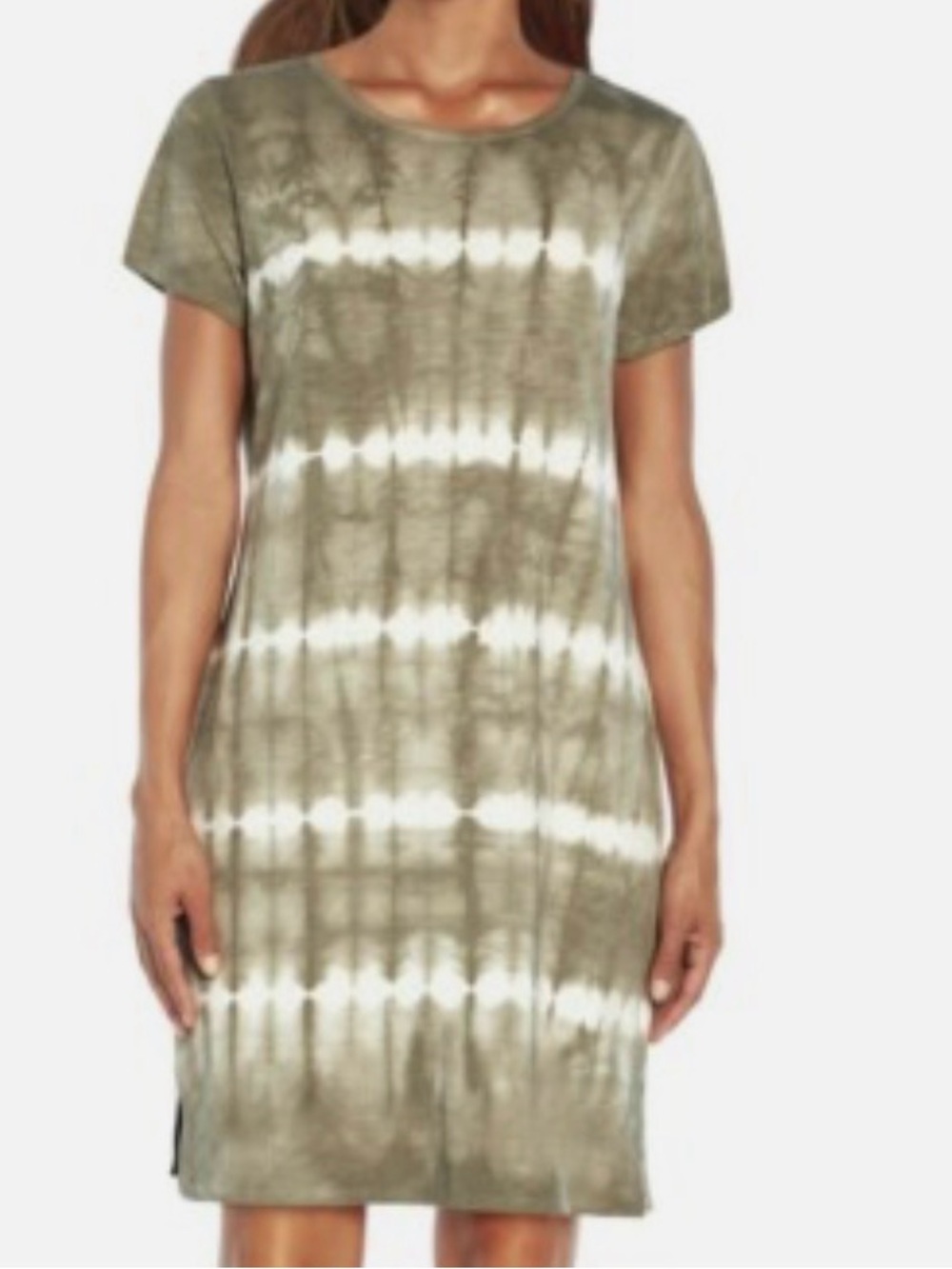 GAP Olive and White Tie-Dye Short Sleeve TShirt Dress
